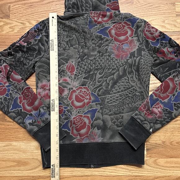 Rare Vintage Y2K Lucky Brand Embroidered Boho Asian Zip Hoodie Size XS - Picture 10 of 12